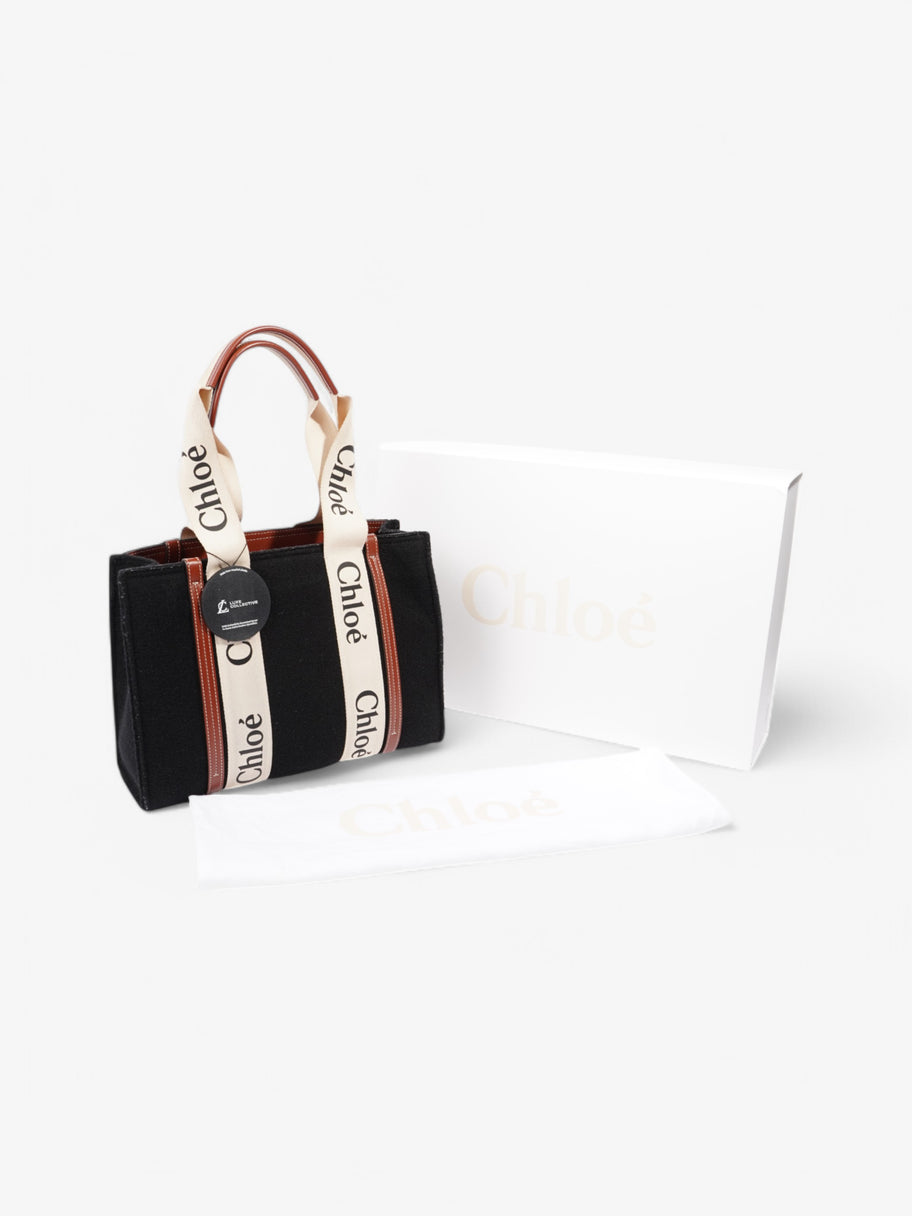Chloe Woody Tote Black / Beige Wool Medium Image 8