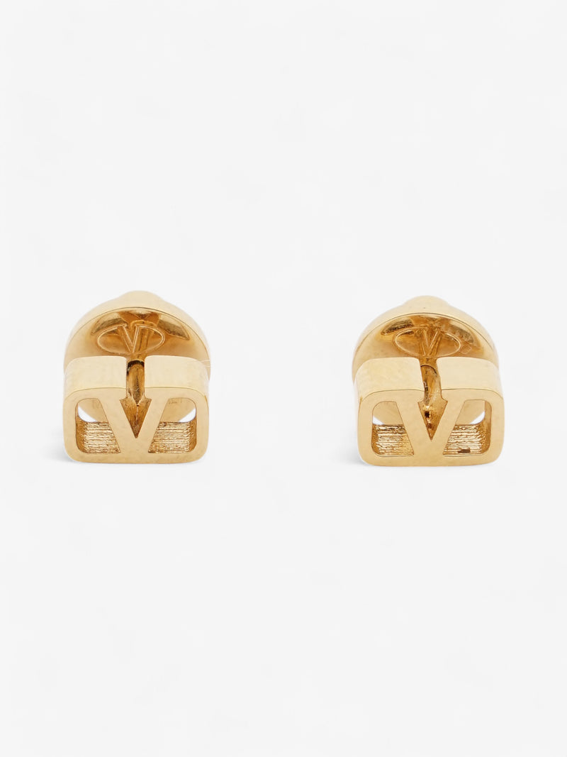  Valentino V Logo Stud Earrings Gold Base Metal