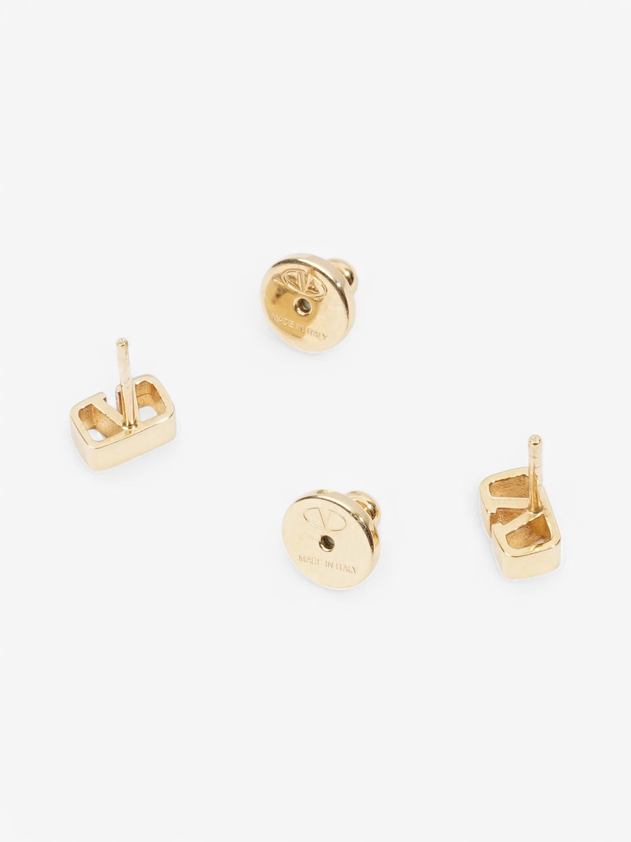 Valentino V Logo Stud Earrings Gold Base Metal Image 3