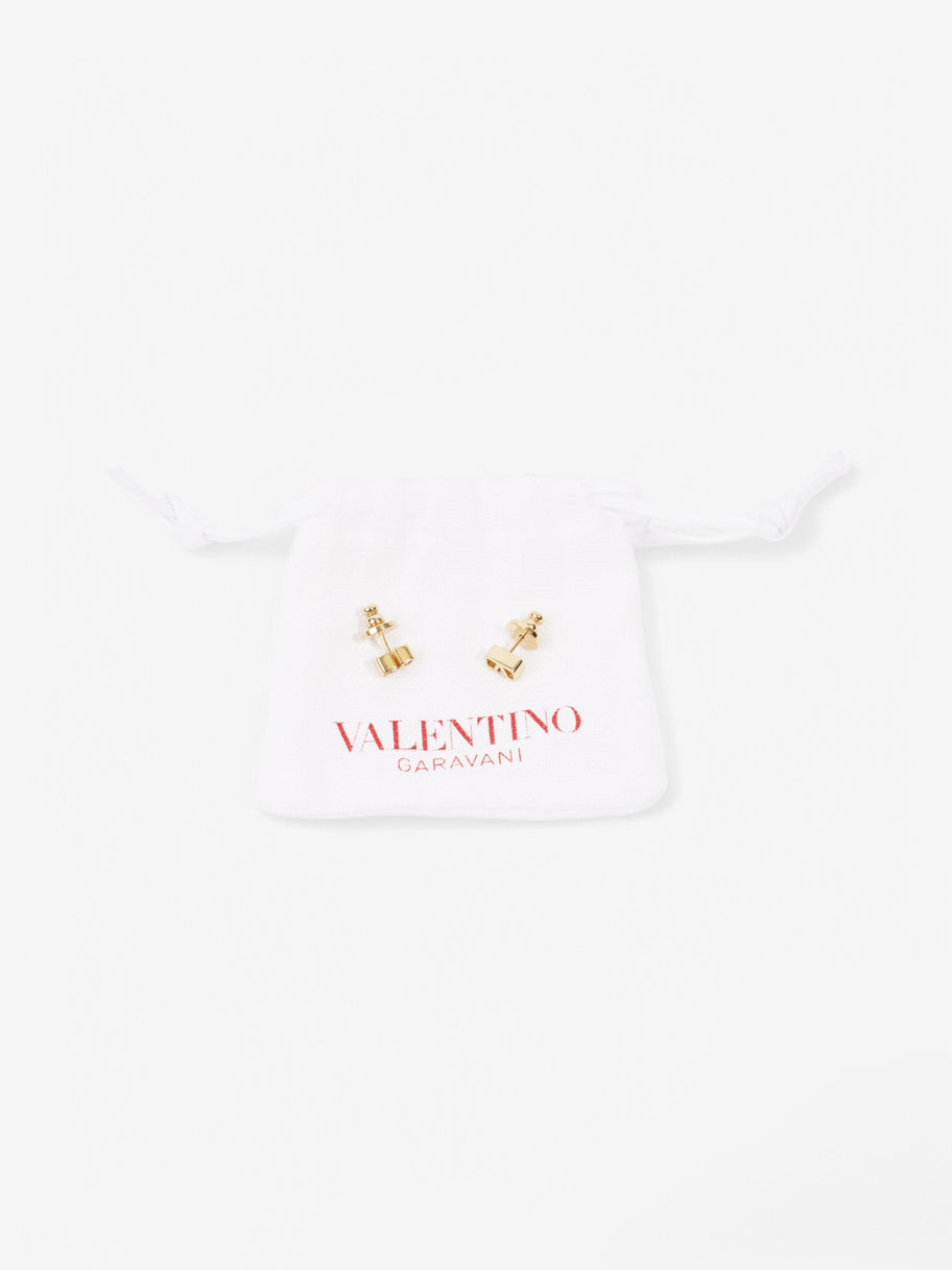Valentino V Logo Stud Earrings Gold Base Metal Image 4