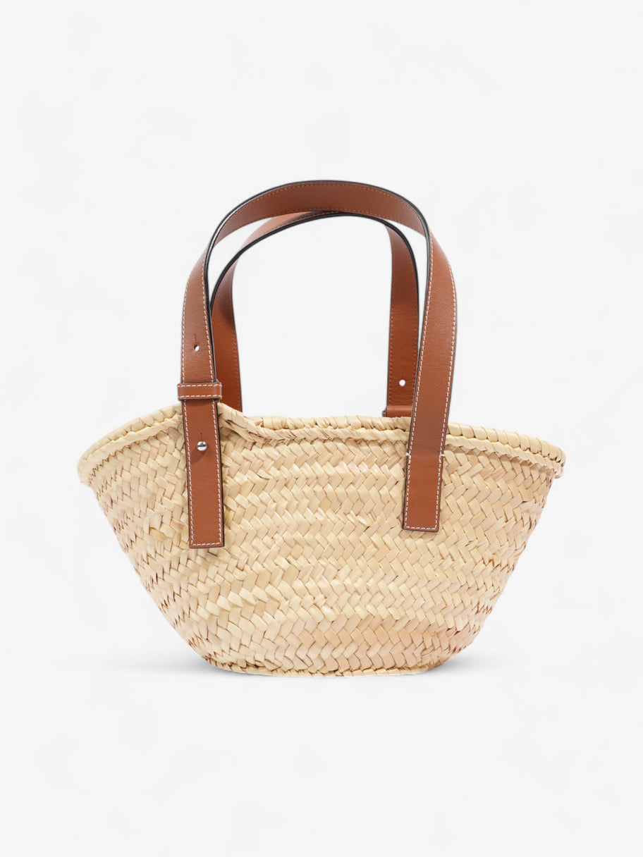 Loewe Basket Bag Natural / Navy Blue Palm Leaves Small Image 4