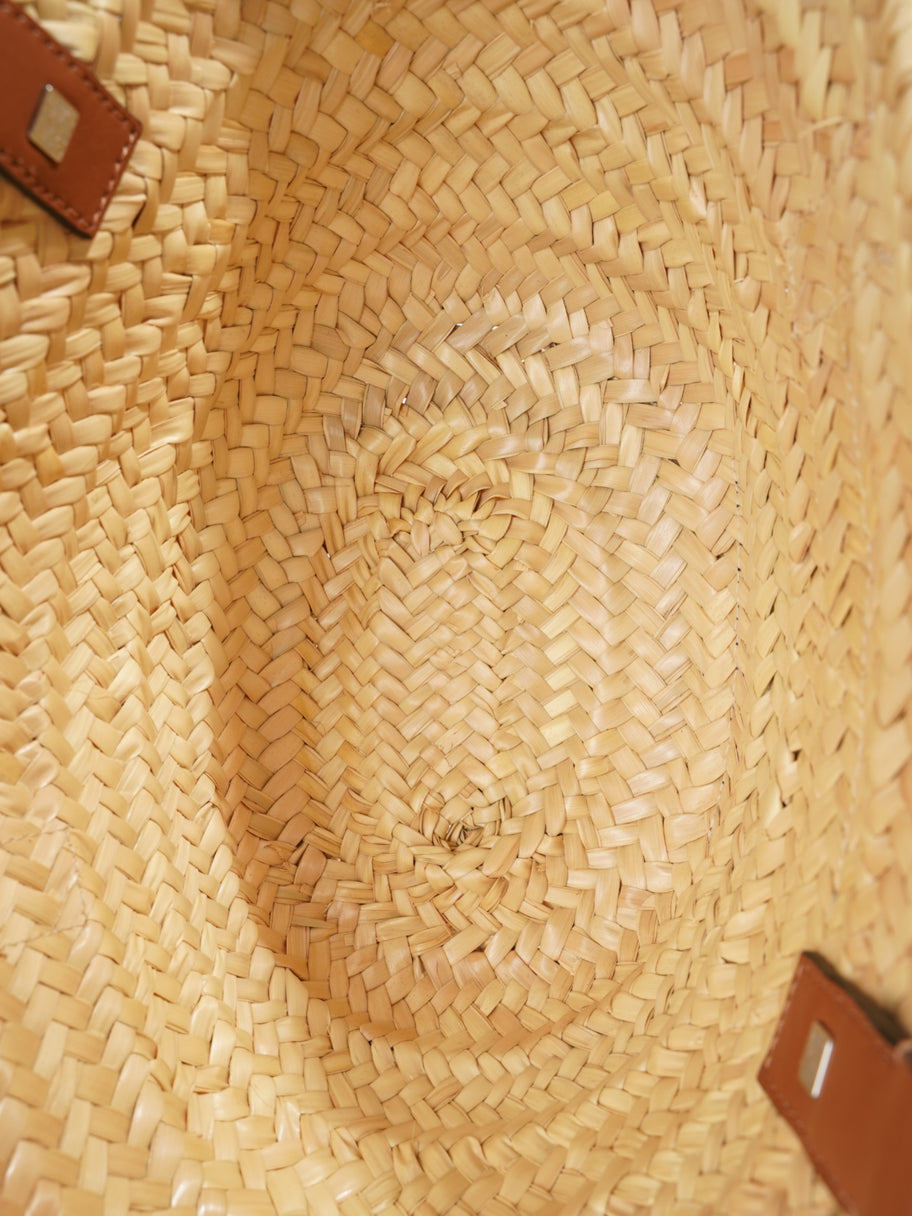 Loewe Basket Bag Natural / Navy Blue Palm Leaves Small Image 8
