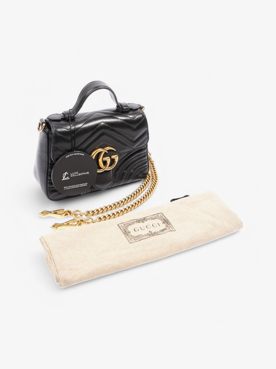 Gucci Marmont Flap Top Handle Black Matelasse Leather Mini Image 9