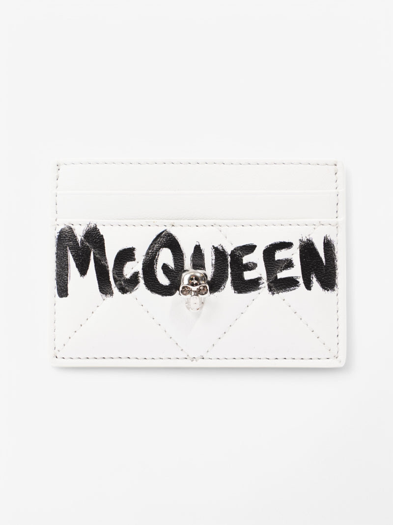  Alexander McQueen Skull Logo Cardholder White  / Black Leather