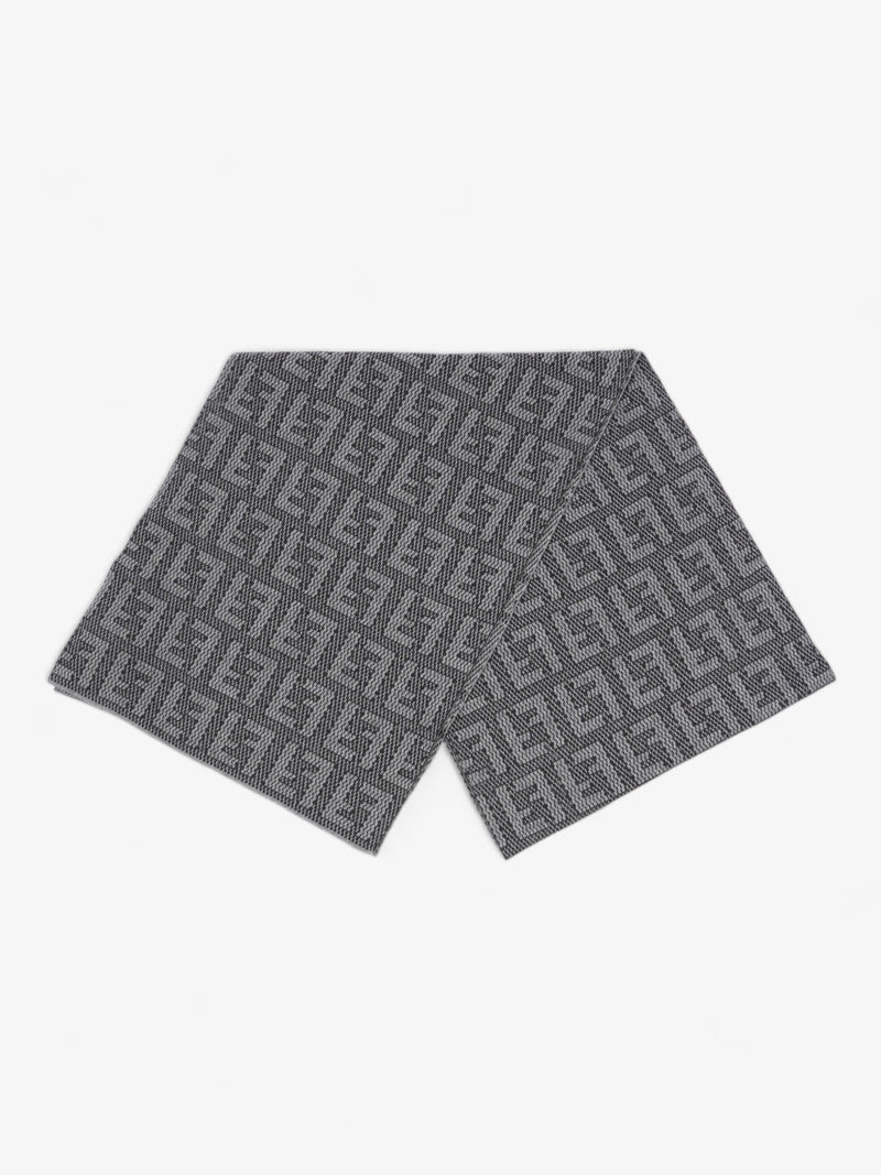  Fendi Logo Pattern Scarf Black / Grey Wool