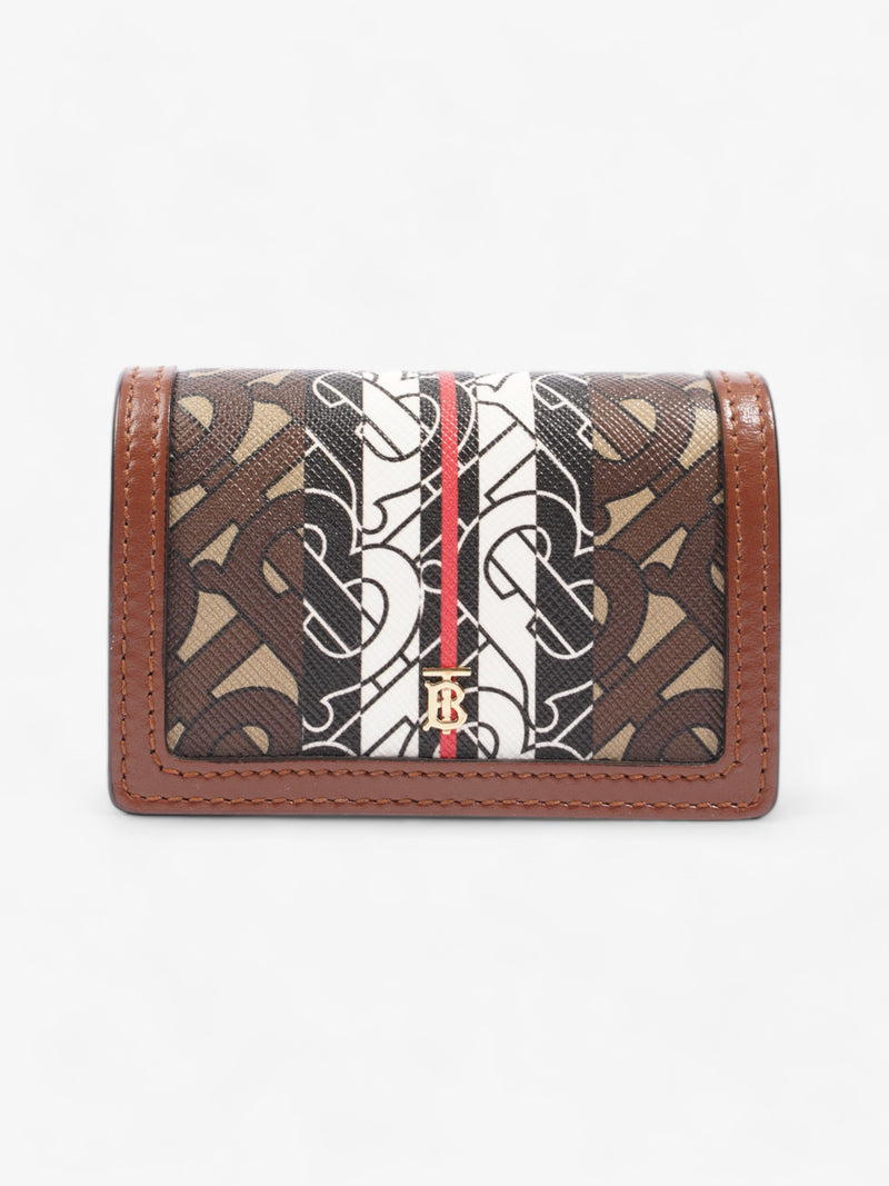  Burberry TB Mini Wallet Brown / Black / White Leather