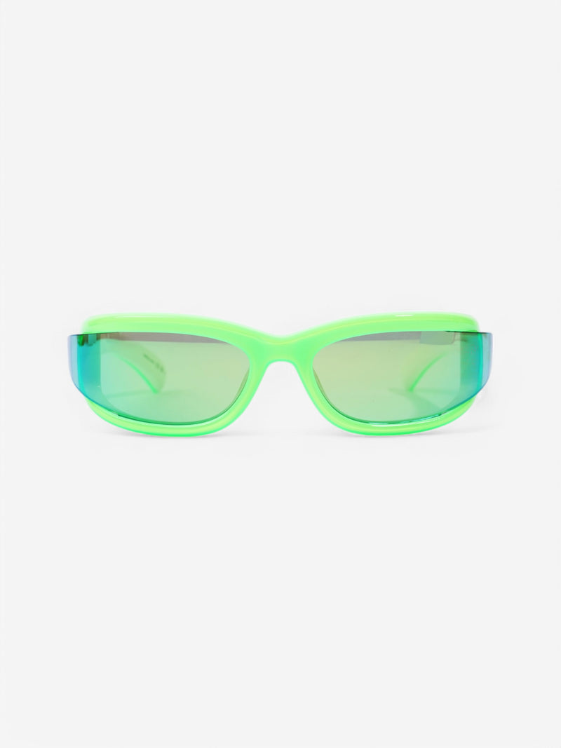  Bottega Veneta Oval Sunglasses Fluorescent Green / White Acetate 130mm