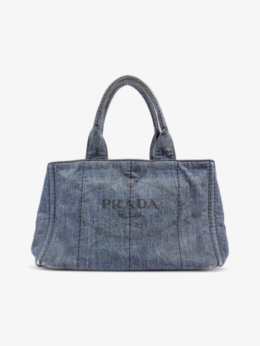 Prada Canapa Tote Blue Denim Image 1