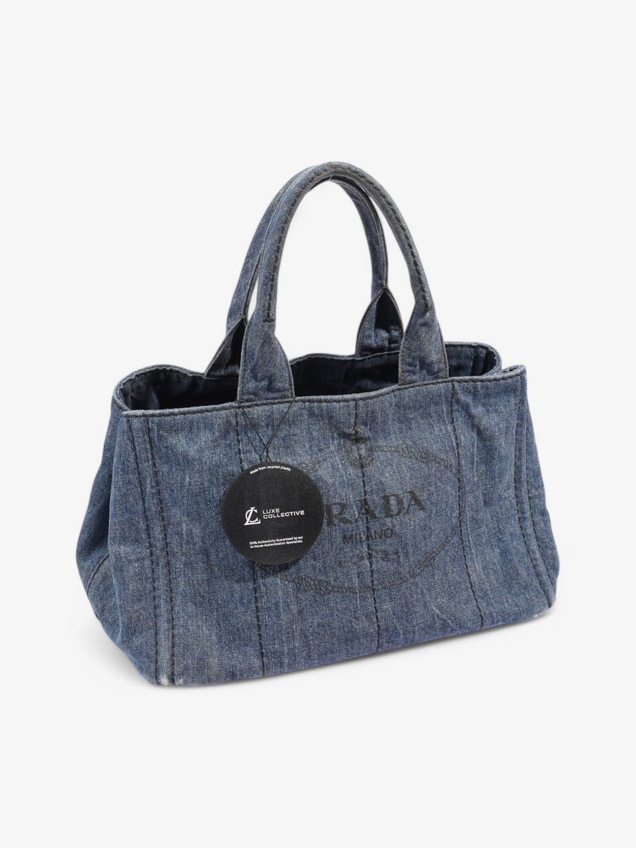 Prada Canapa Tote Blue Denim Image 11