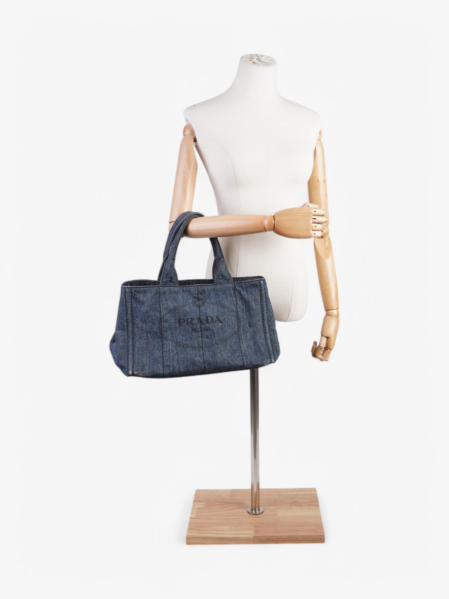 Prada Canapa Tote Blue Denim Image 2