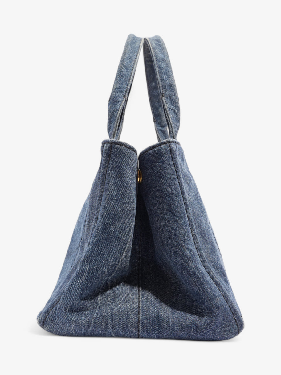 Prada Canapa Tote Blue Denim Image 3