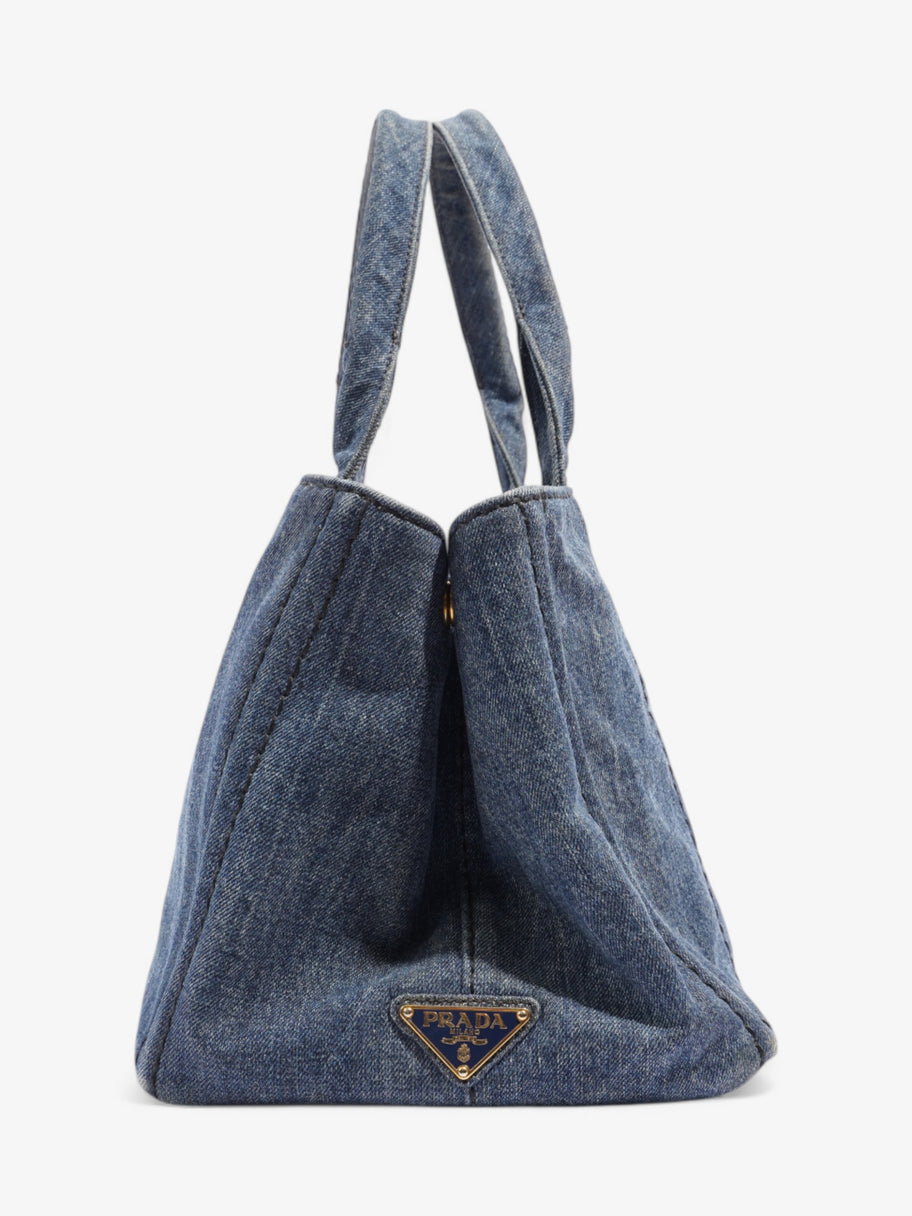 Prada Canapa Tote Blue Denim Image 5