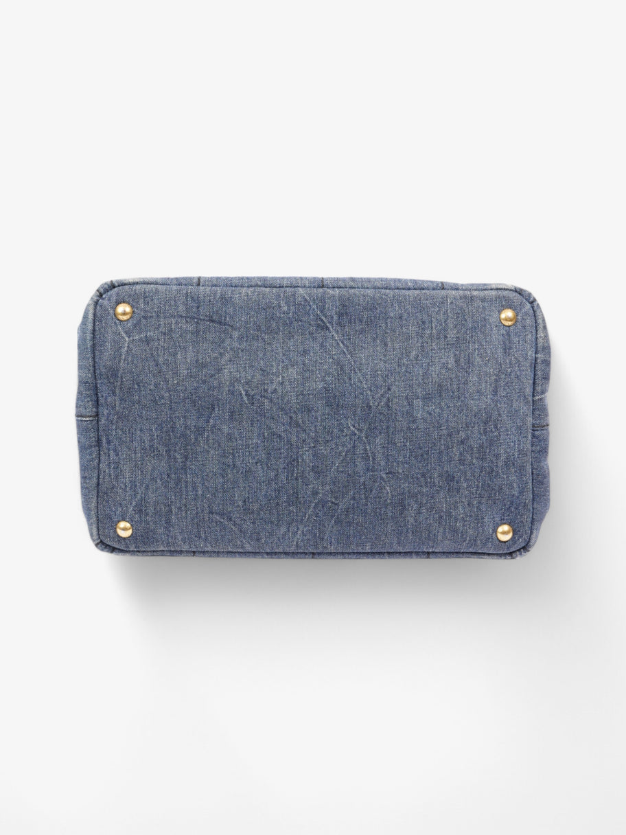 Prada Canapa Tote Blue Denim Image 6