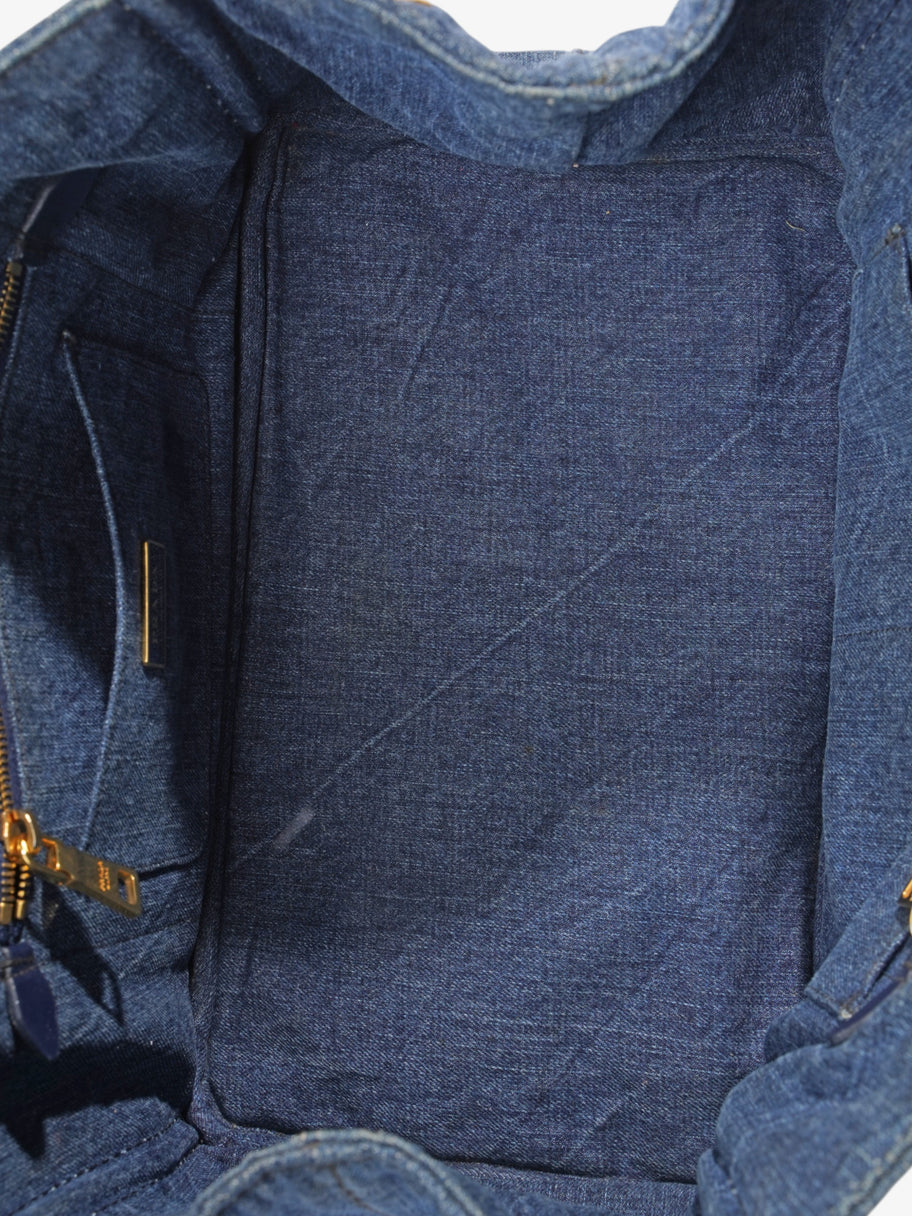 Prada Canapa Tote Blue Denim Image 8
