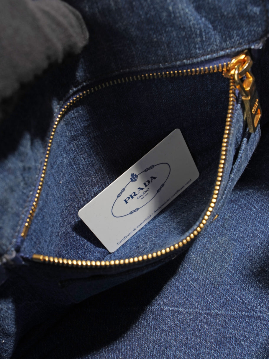 Prada Canapa Tote Blue Denim Image 9