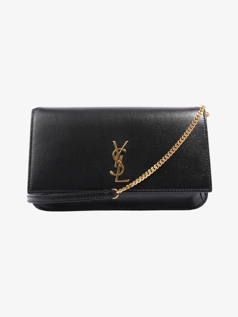  Saint Laurent Cassandre phone holder Black Leather