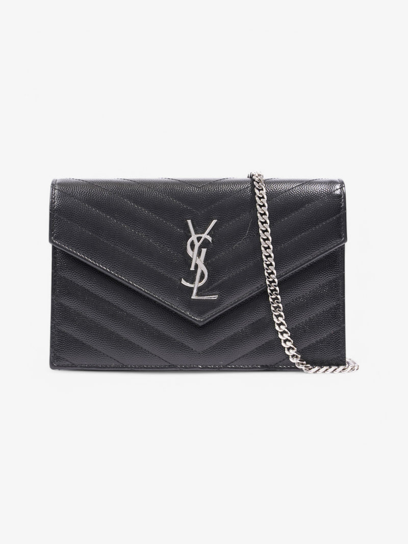  Saint Laurent Envelope Chain Wallet Black Leather