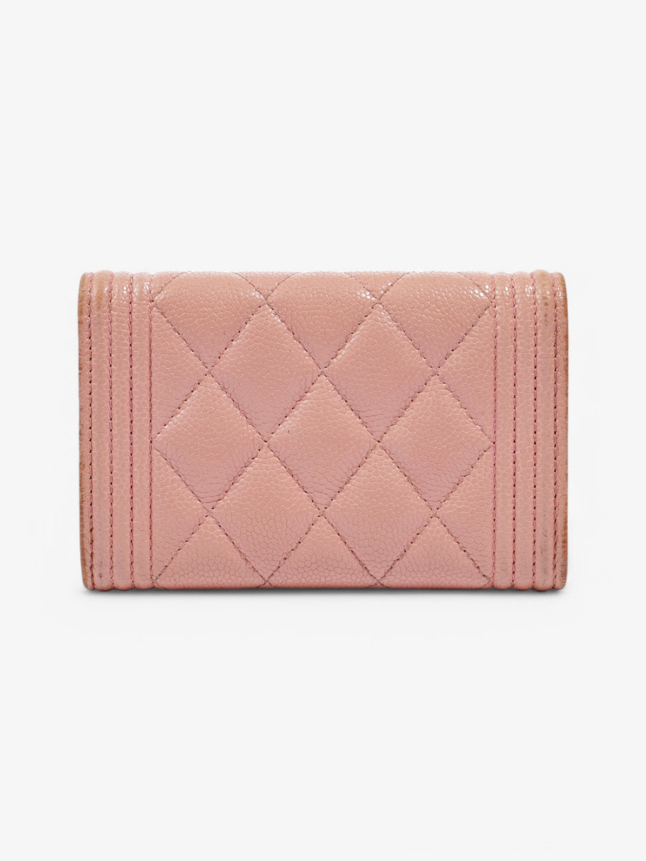Chanel Boy Flap Card Holder Pastel Pink Caviar Leather Image 2