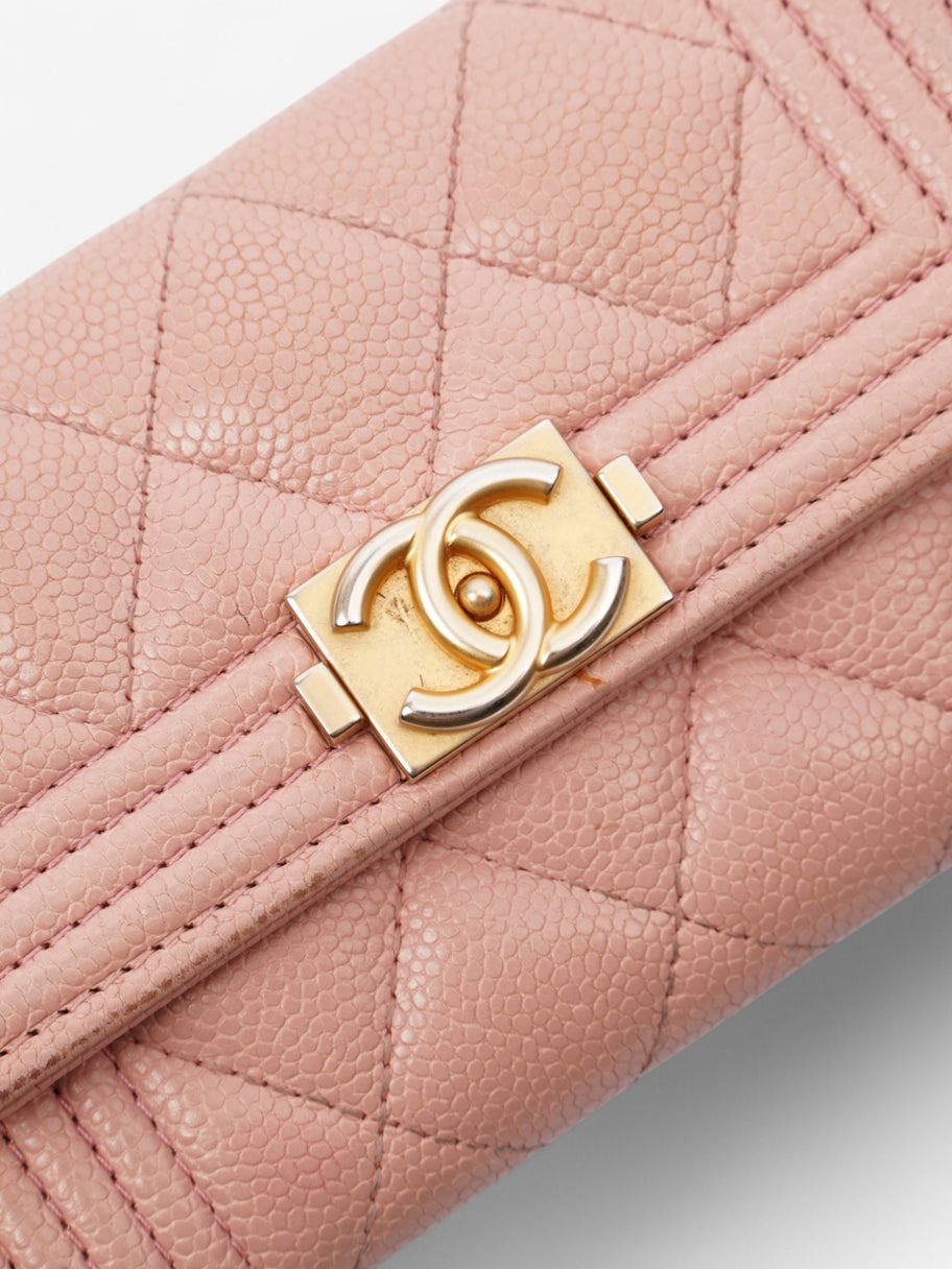 Chanel Boy Flap Card Holder Pastel Pink Caviar Leather Image 3