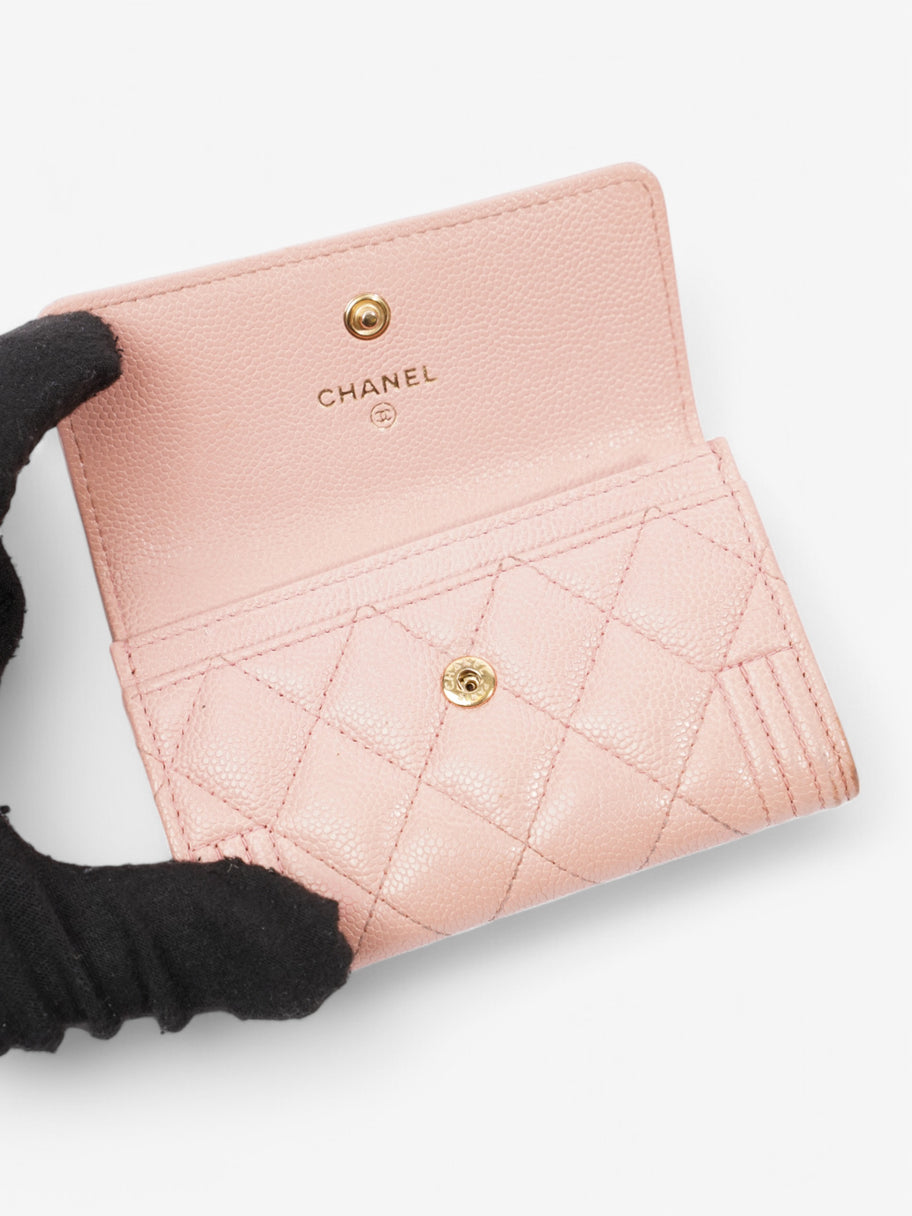 Chanel Boy Flap Card Holder Pastel Pink Caviar Leather Image 4