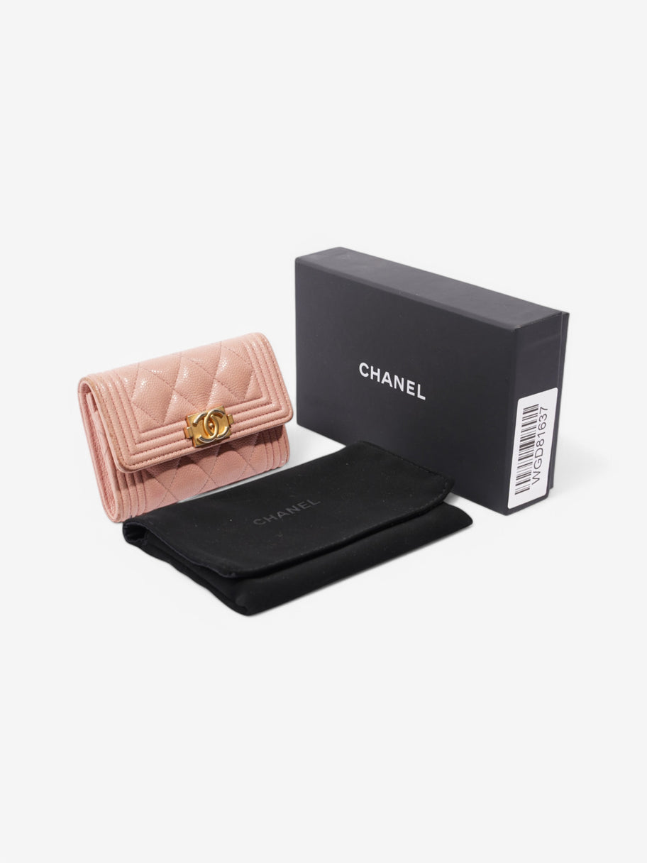 Chanel Boy Flap Card Holder Pastel Pink Caviar Leather Image 6