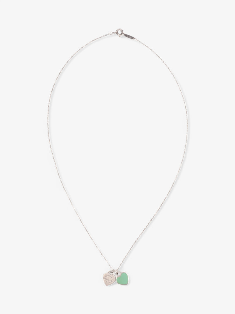  Tiffany and Co Double Heart Tag Necklace Silver Silver Sterling