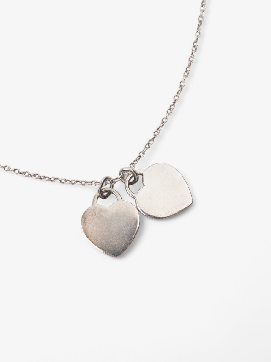 Tiffany and Co Double Heart Tag Necklace Silver Silver Sterling Image 3