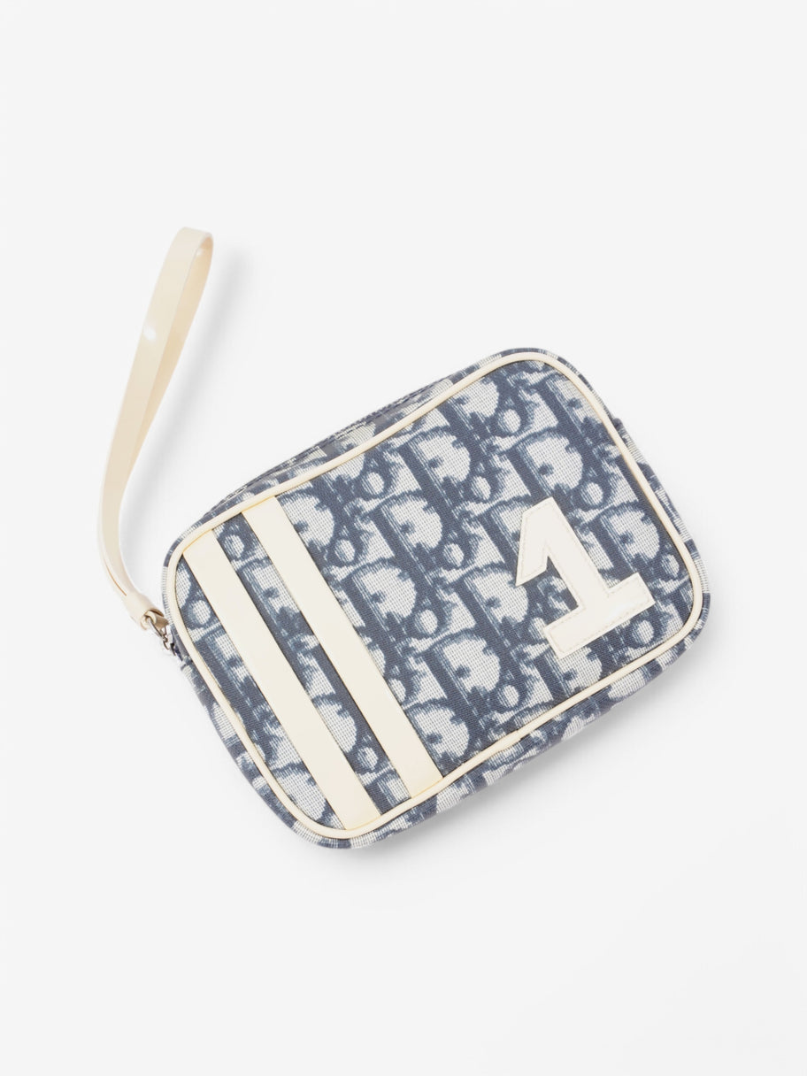 Christian Dior Vintage Pouch Blue / Beige Canvas Image 6