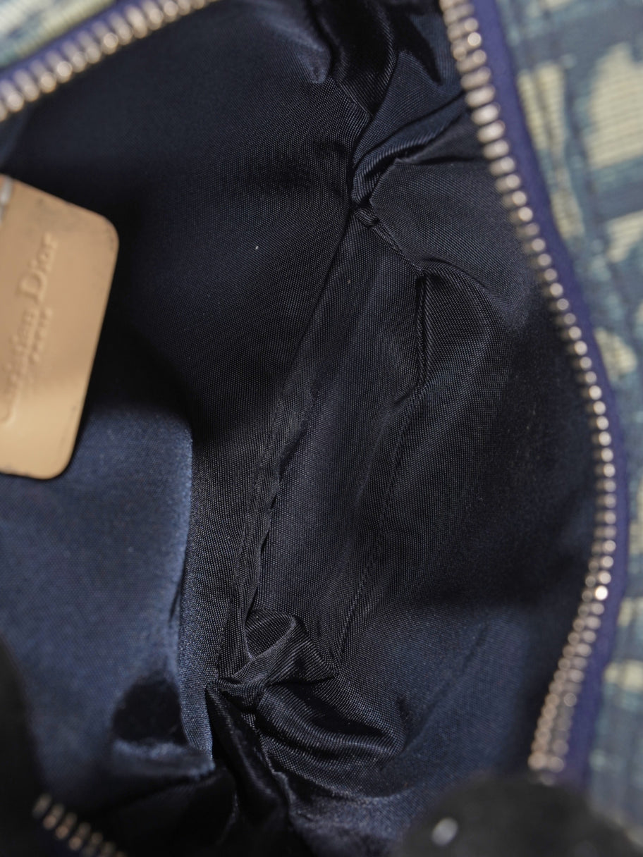 Christian Dior Vintage Pouch Blue / Beige Canvas Image 7