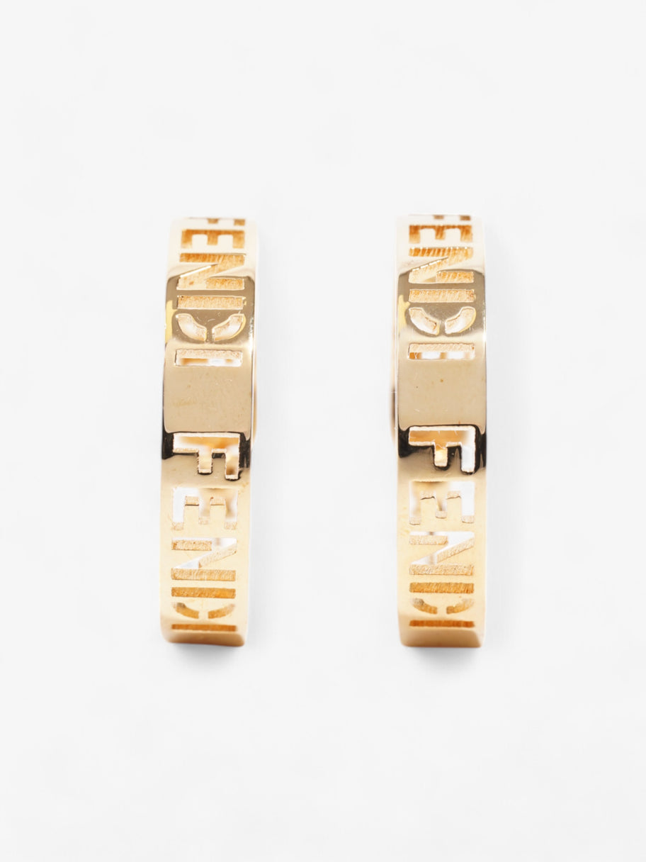 Fendi Logo Hoop Earrings Gold Base Metal Image 1