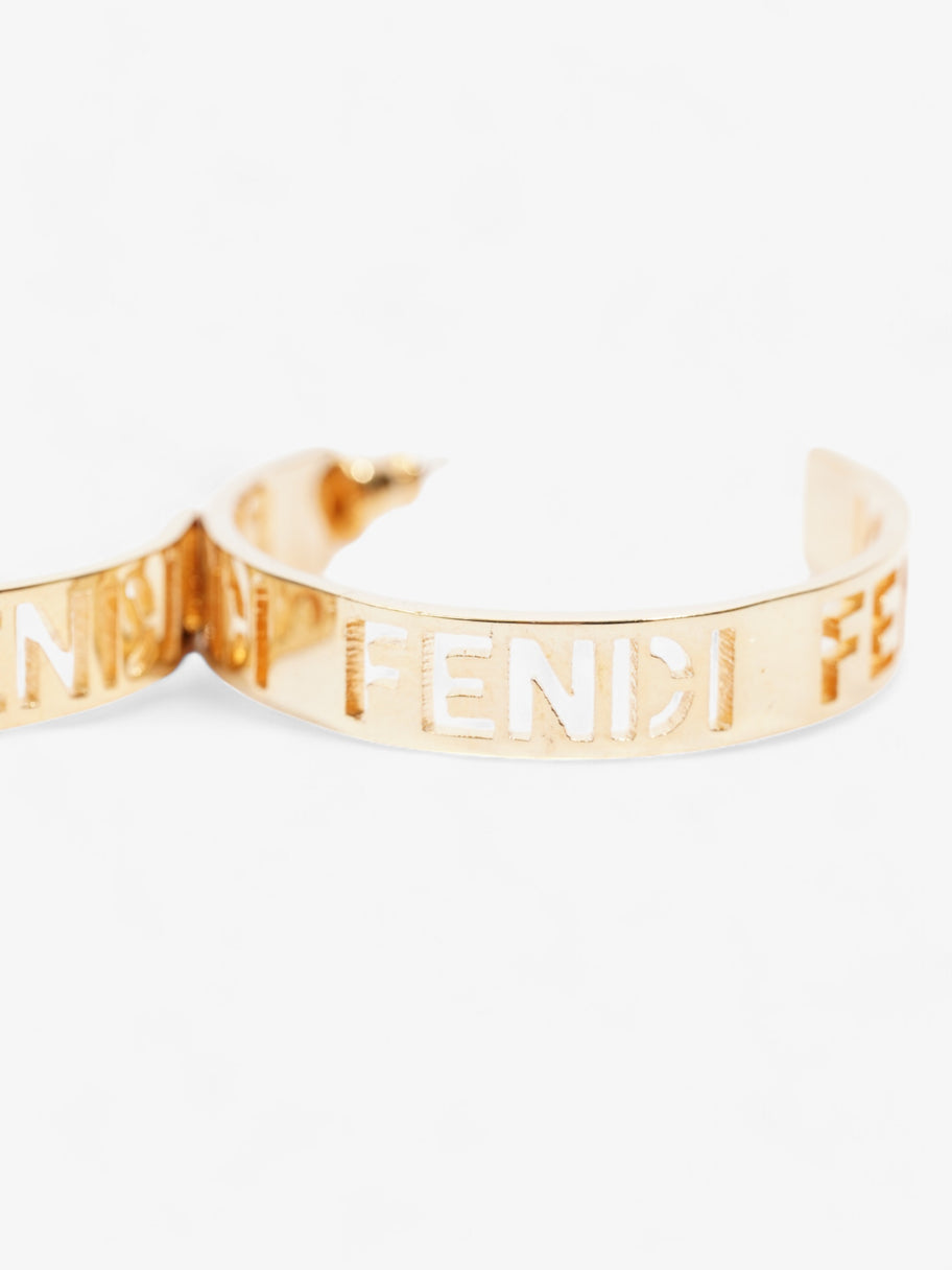 Fendi Logo Hoop Earrings Gold Base Metal Image 4
