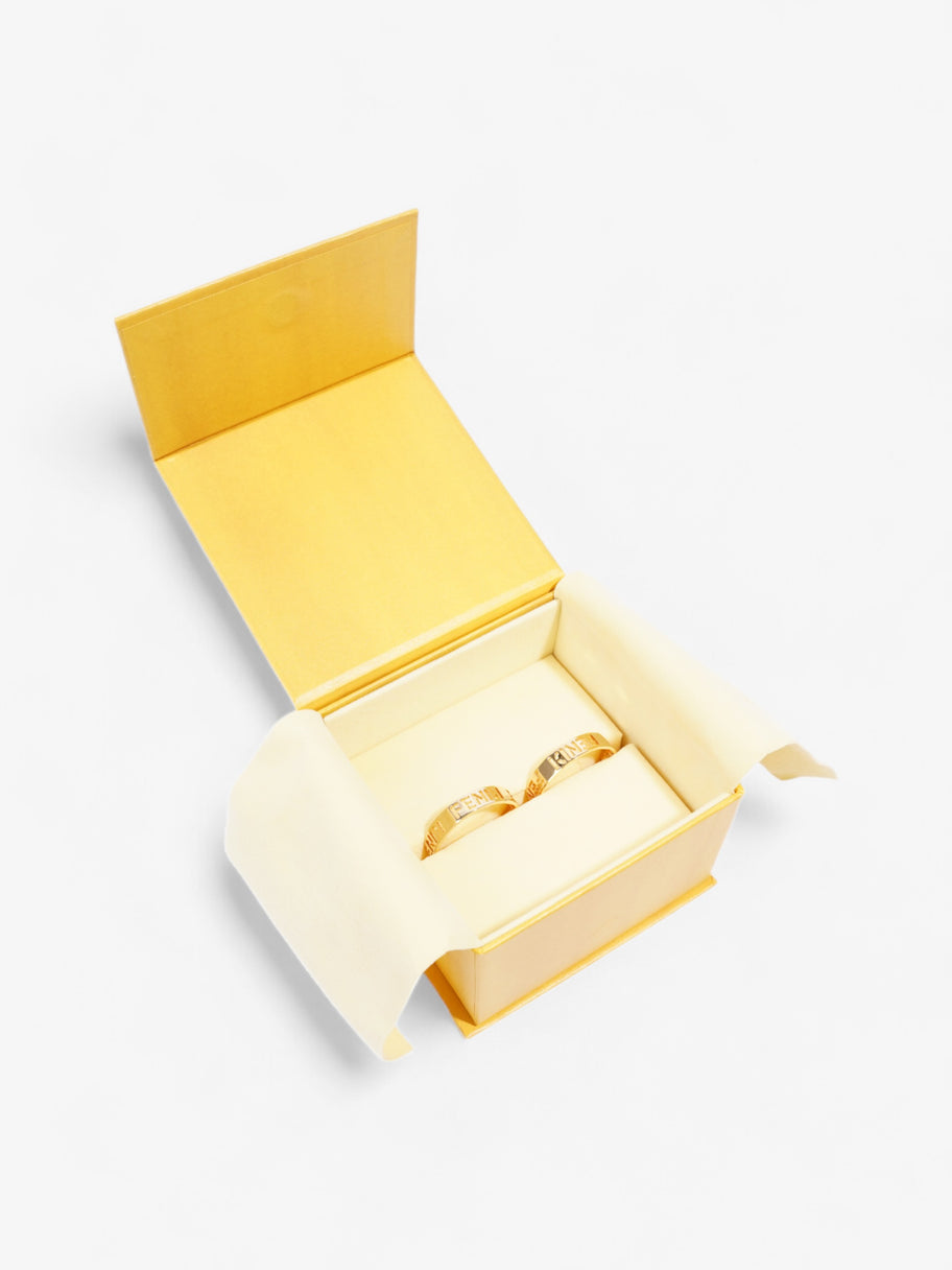 Fendi Logo Hoop Earrings Gold Base Metal Image 6