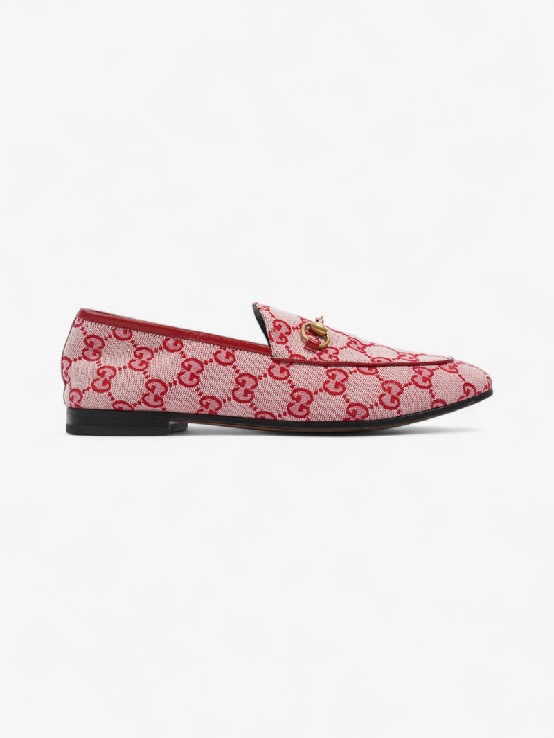  Gucci GG Horsebit Loafers Pink / Red Canvas EU 39 UK 6