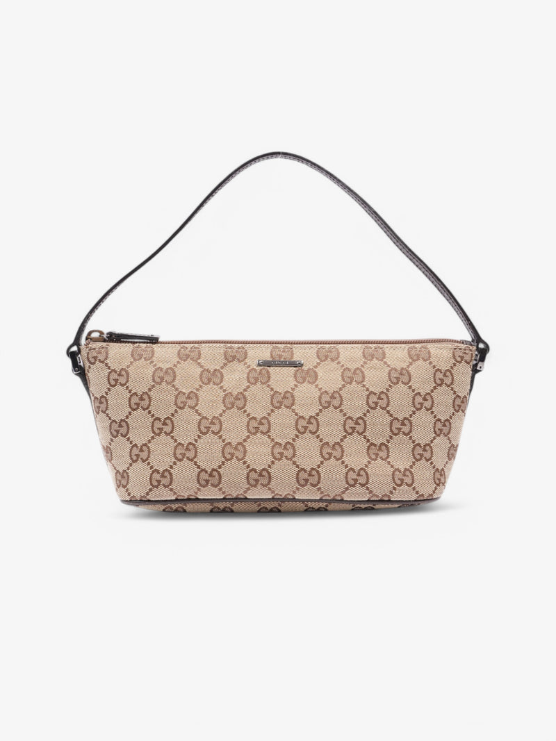  Gucci Boat Pochette Beige  / Brown Canvas