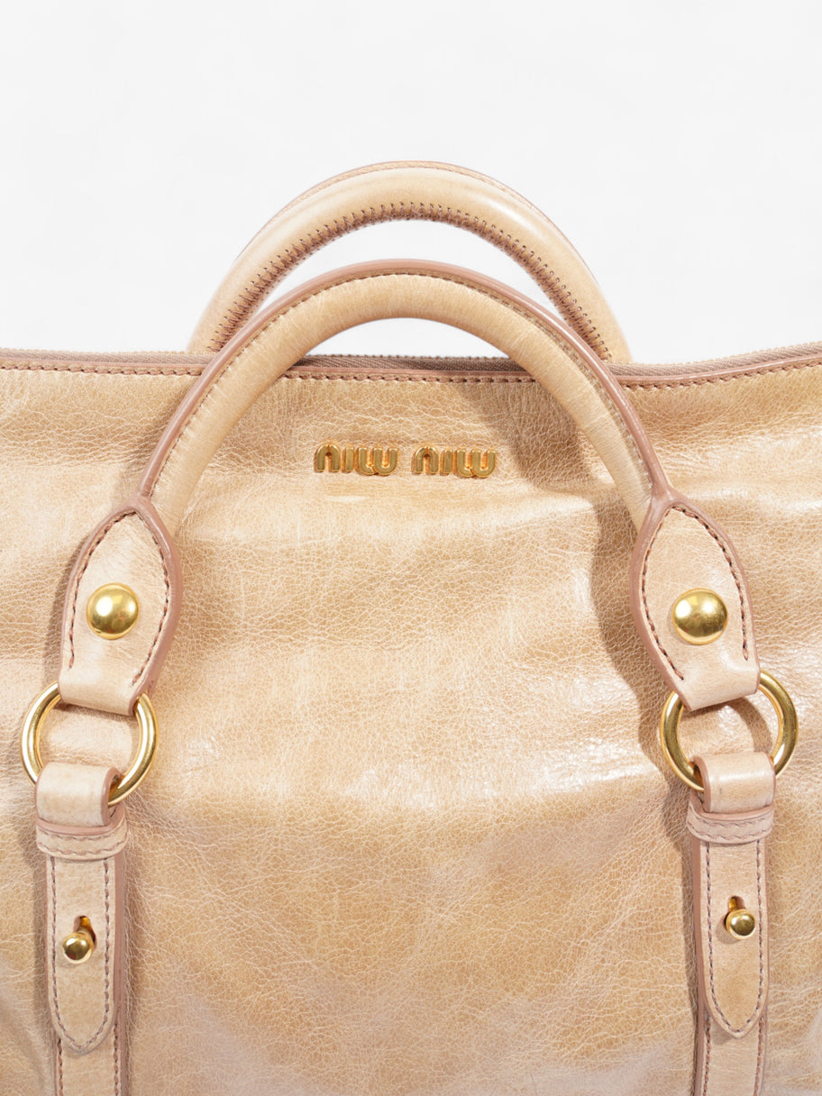 Miu Miu Bow Tote Beige Calfskin Leather Image 3