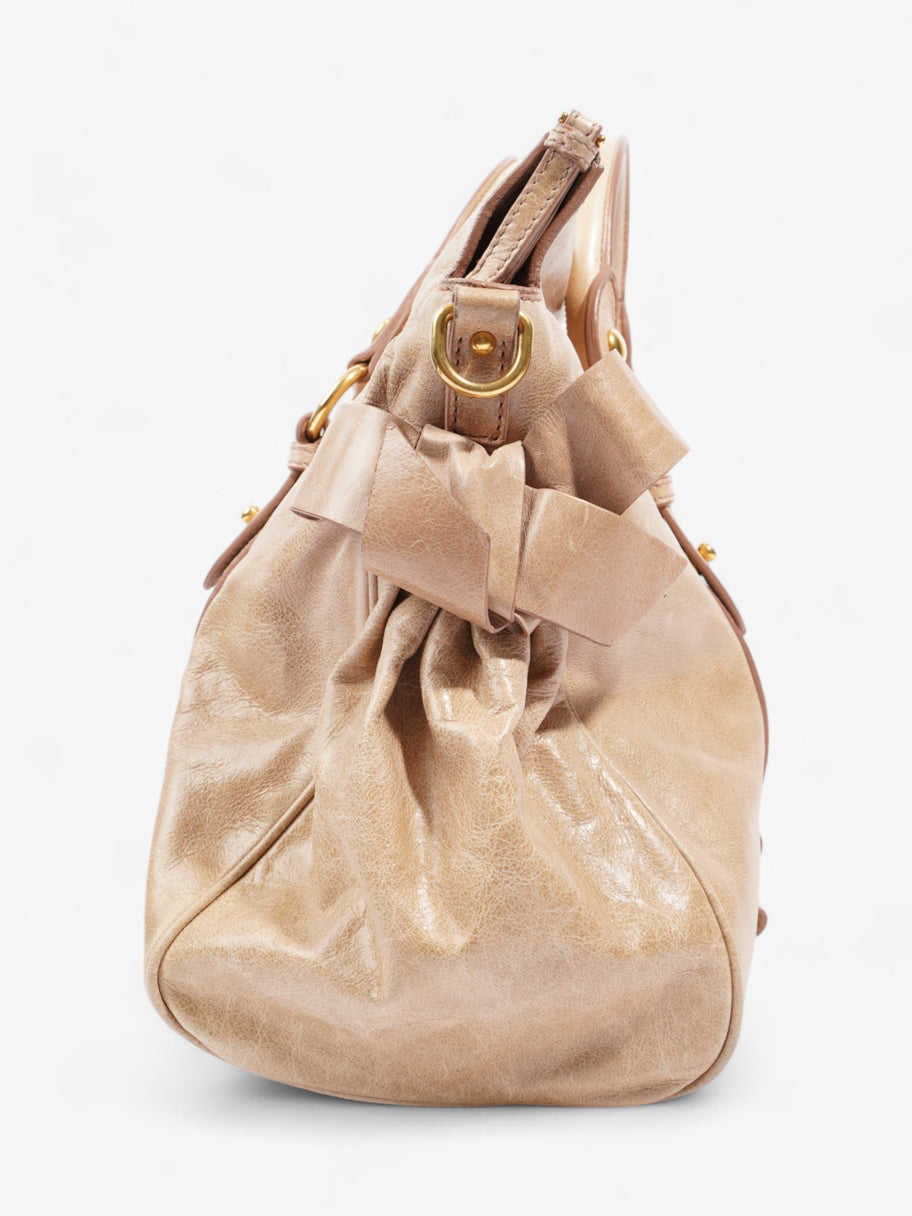 Miu Miu Bow Tote Beige Calfskin Leather Image 4
