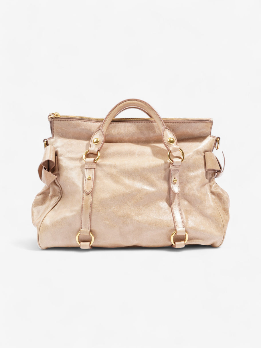 Miu Miu Bow Tote Beige Calfskin Leather Image 5