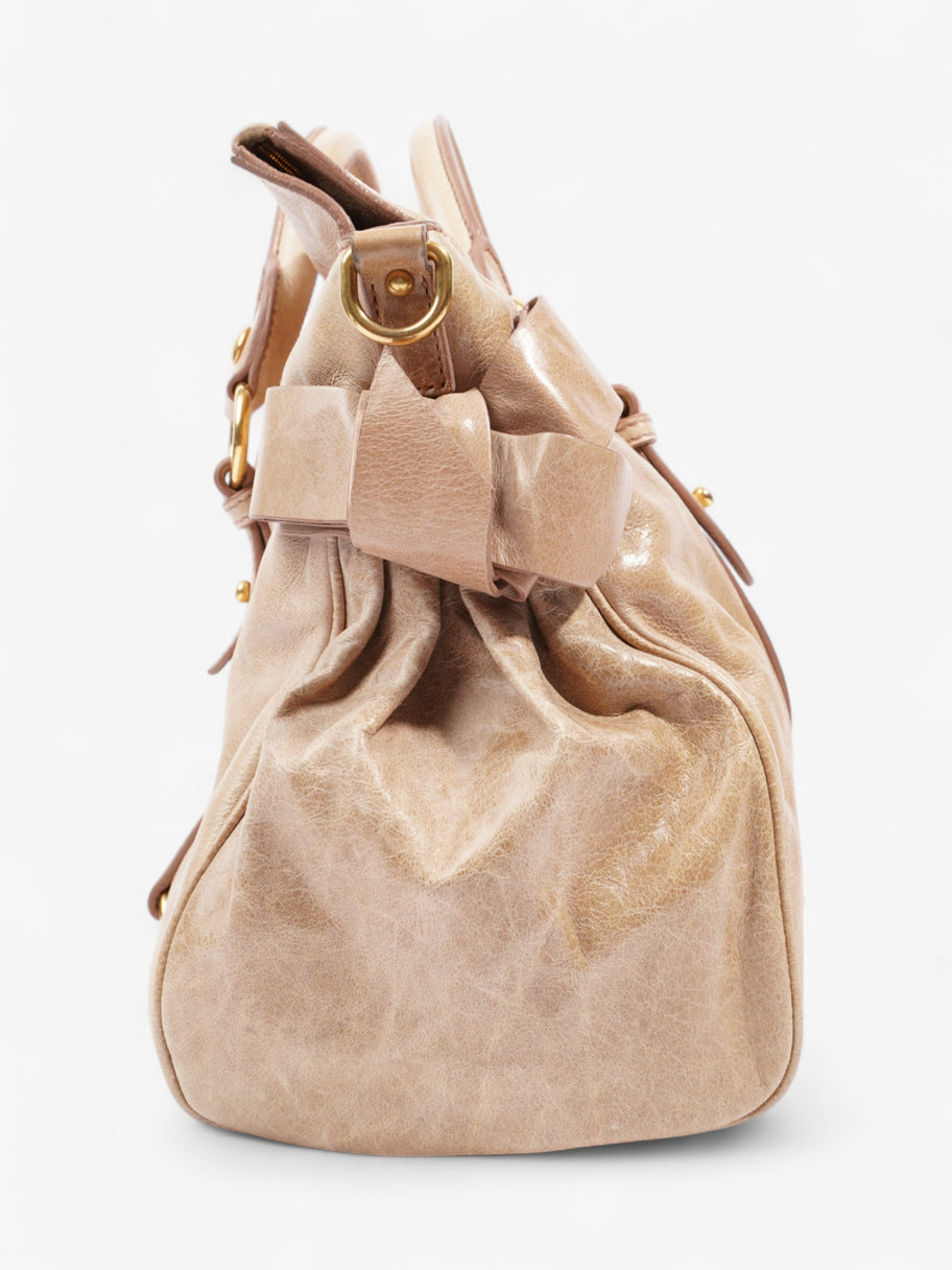 Miu Miu Bow Tote Beige Calfskin Leather Image 6
