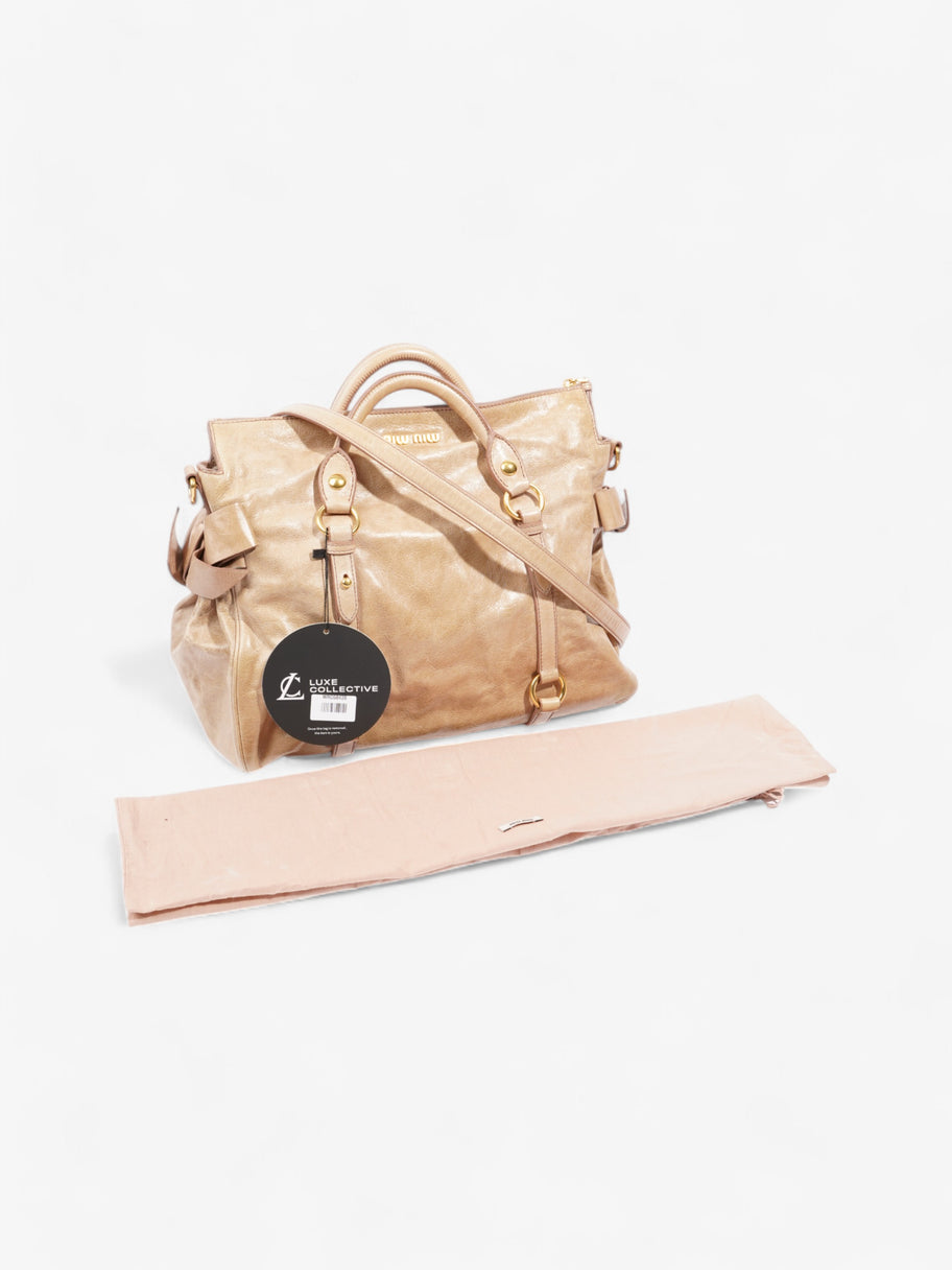 Miu Miu Bow Tote Beige Calfskin Leather Image 9