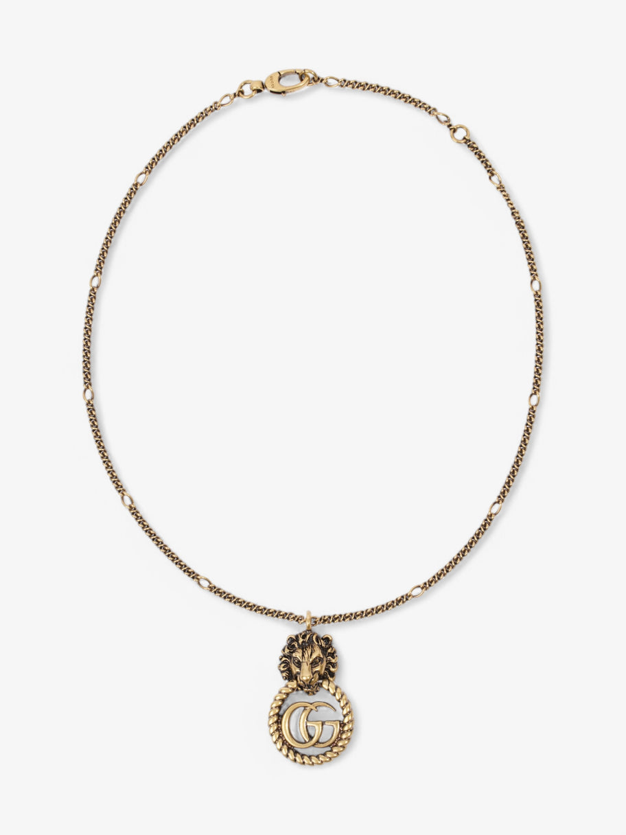 Gucci GG Lion Necklace Antique Gold Base Metal Image 1