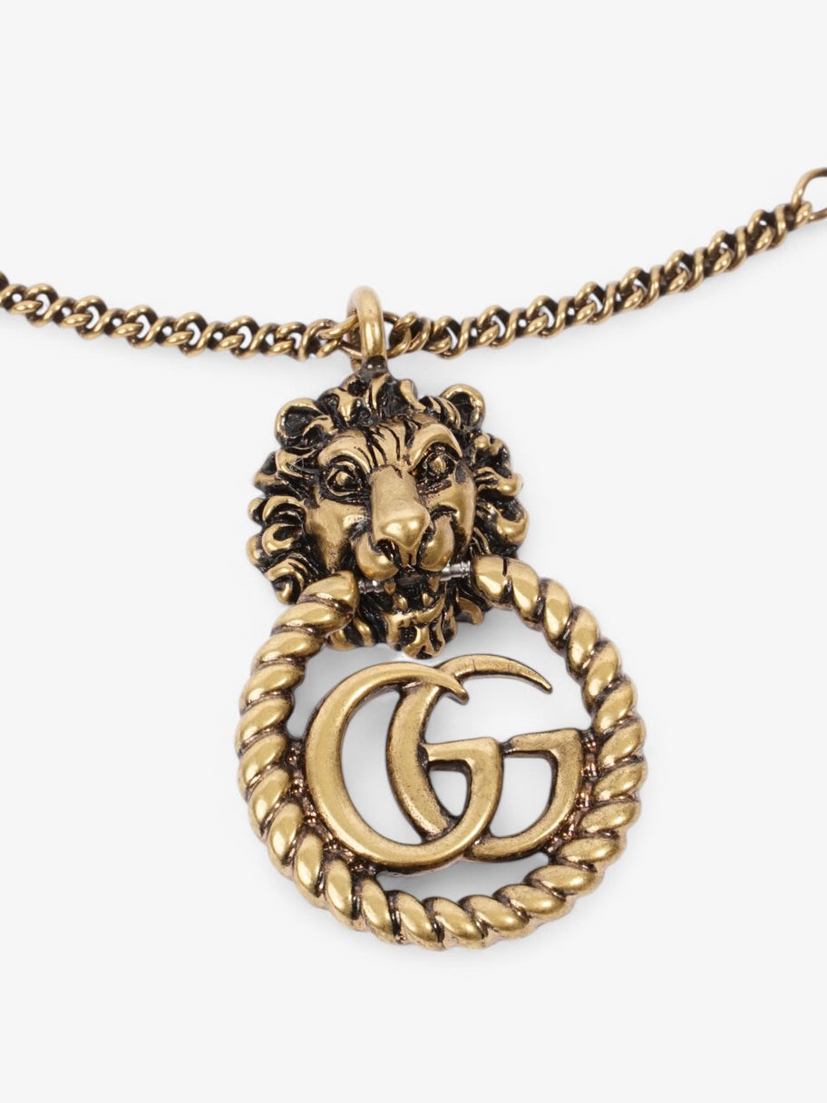 Gucci GG Lion Necklace Antique Gold Base Metal Image 2