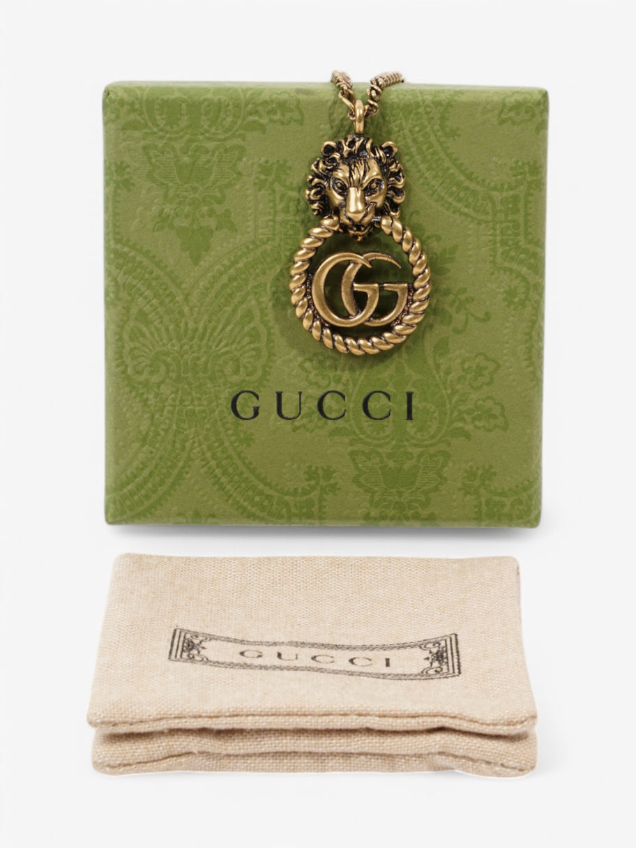 Gucci GG Lion Necklace Antique Gold Base Metal Image 5