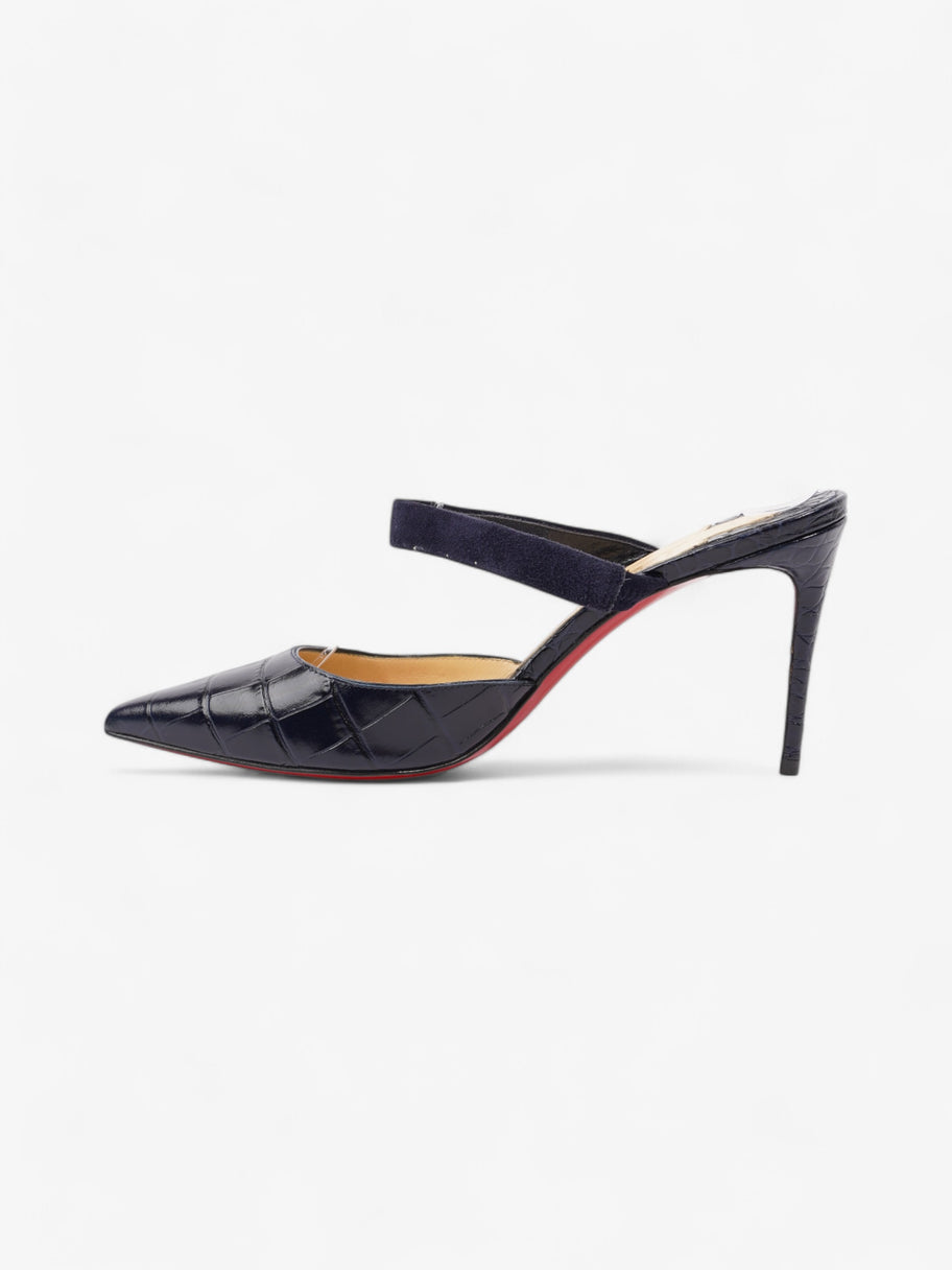 Christian Louboutin Strap Sandal Mule 100 Navy Embossed Leather EU 39 UK 6 Image 3