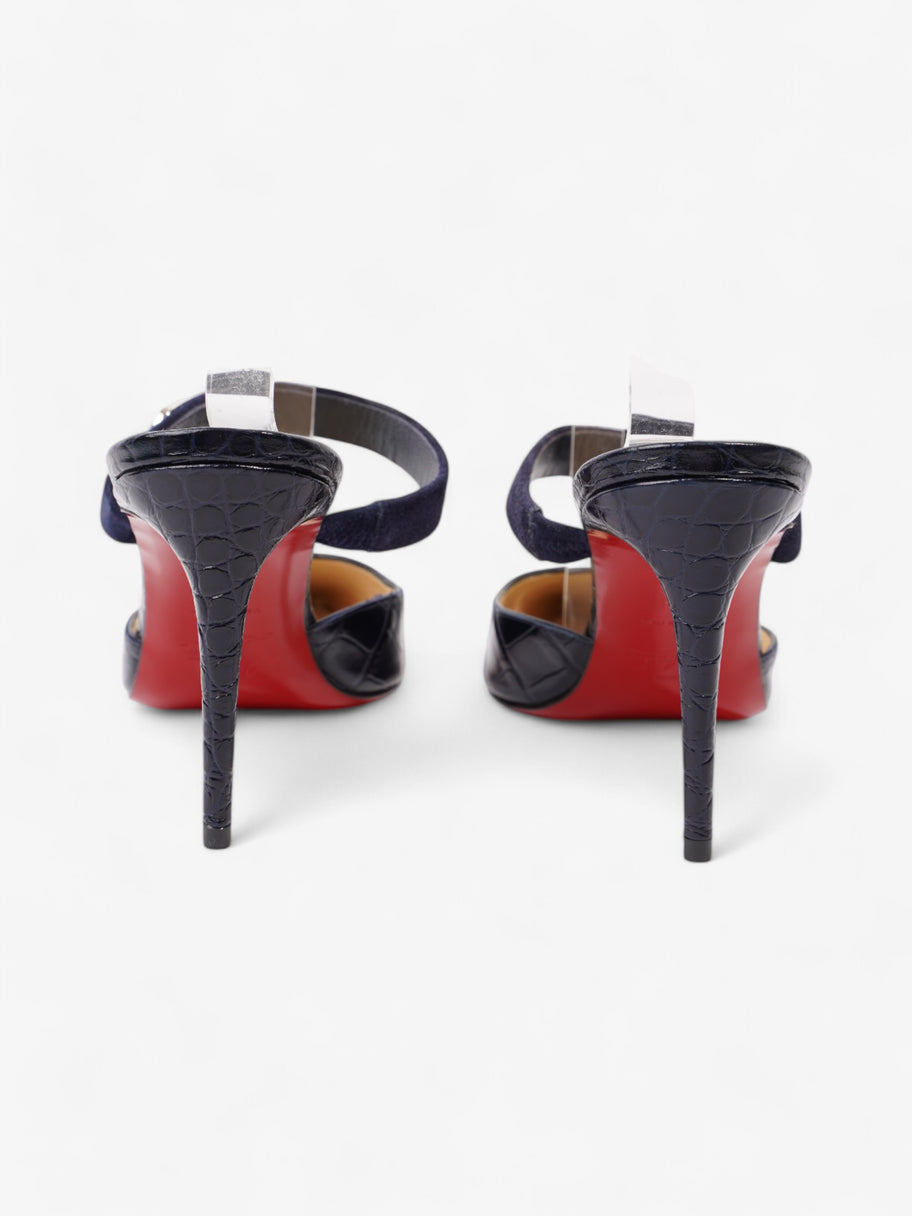 Christian Louboutin Strap Sandal Mule 100 Navy Embossed Leather EU 39 UK 6 Image 6