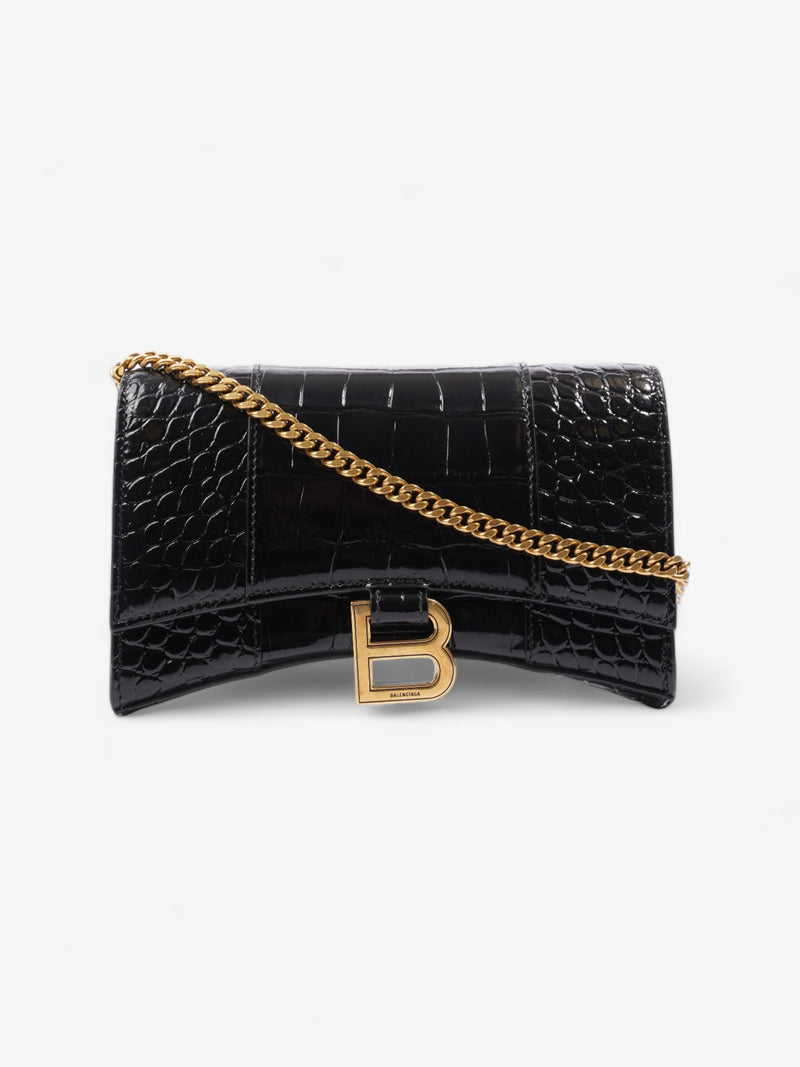  Balenciaga Hourglass Black Embossed Leather