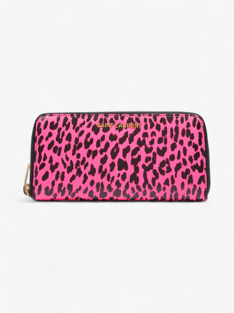 Saint Laurent Leather Zip Round Wallet Black / Pink Leather Image 1
