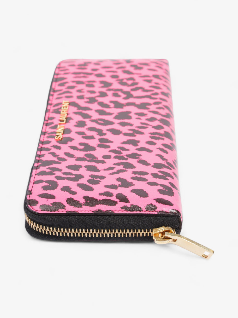 Saint Laurent Leather Zip Round Wallet Black / Pink Leather Image 3