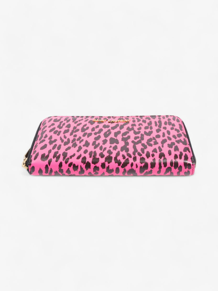 Saint Laurent Leather Zip Round Wallet Black / Pink Leather Image 5