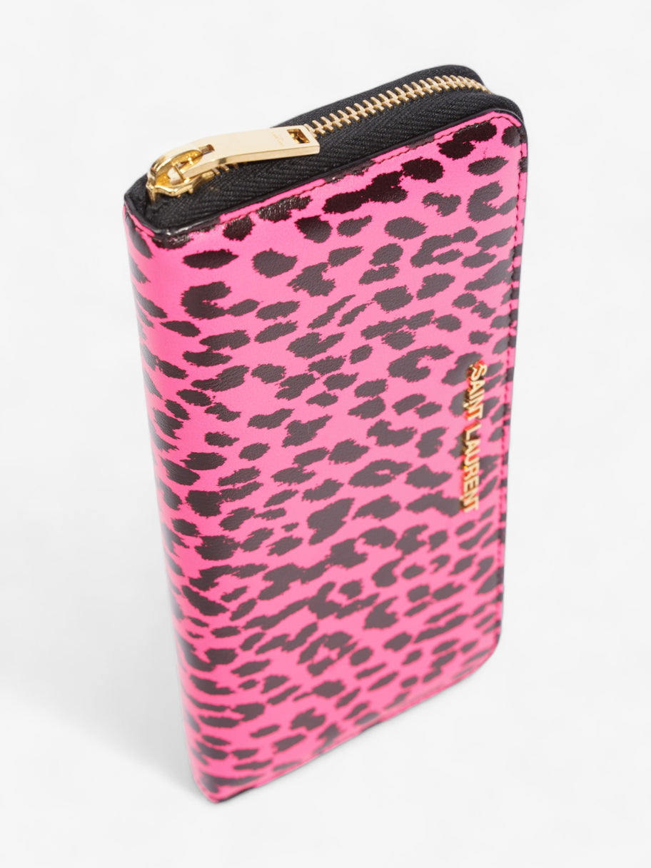 Saint Laurent Leather Zip Round Wallet Black / Pink Leather Image 2