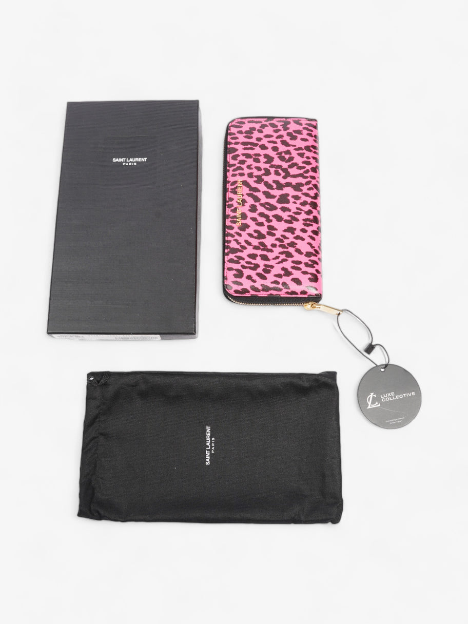 Saint Laurent Leather Zip Round Wallet Black / Pink Leather Image 9